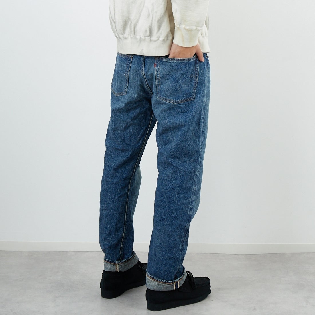 WAREHOUSE [ウエアハウス] 2ND-HAND 1101 [1101] UW (USED WASH 中)&&モデル身長：179cm 着用サイズ：32&&