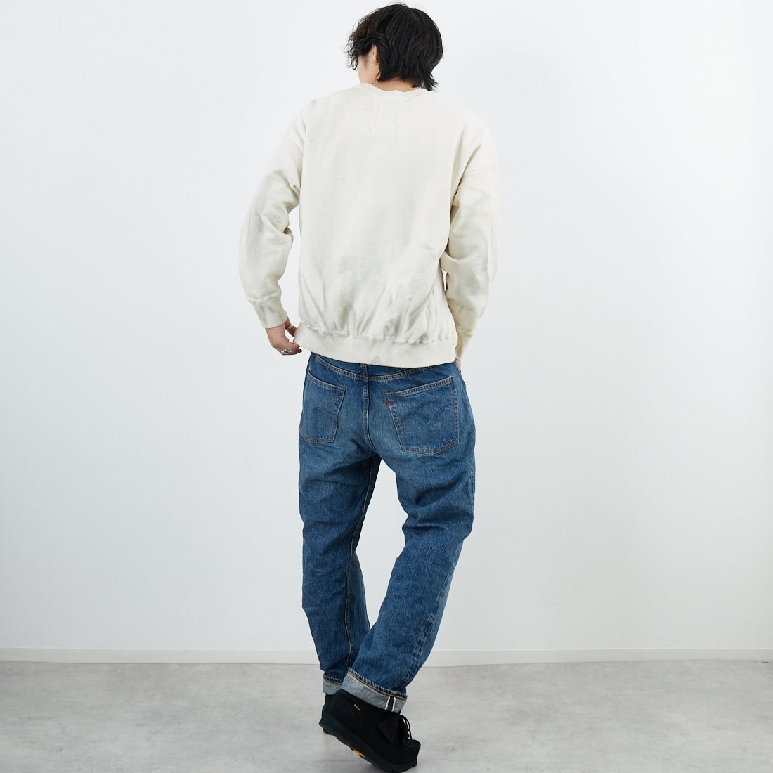 WAREHOUSE [ウエアハウス] 2ND-HAND 1101 [1101] UW (USED WASH 中)&&モデル身長：179cm 着用サイズ：32&&