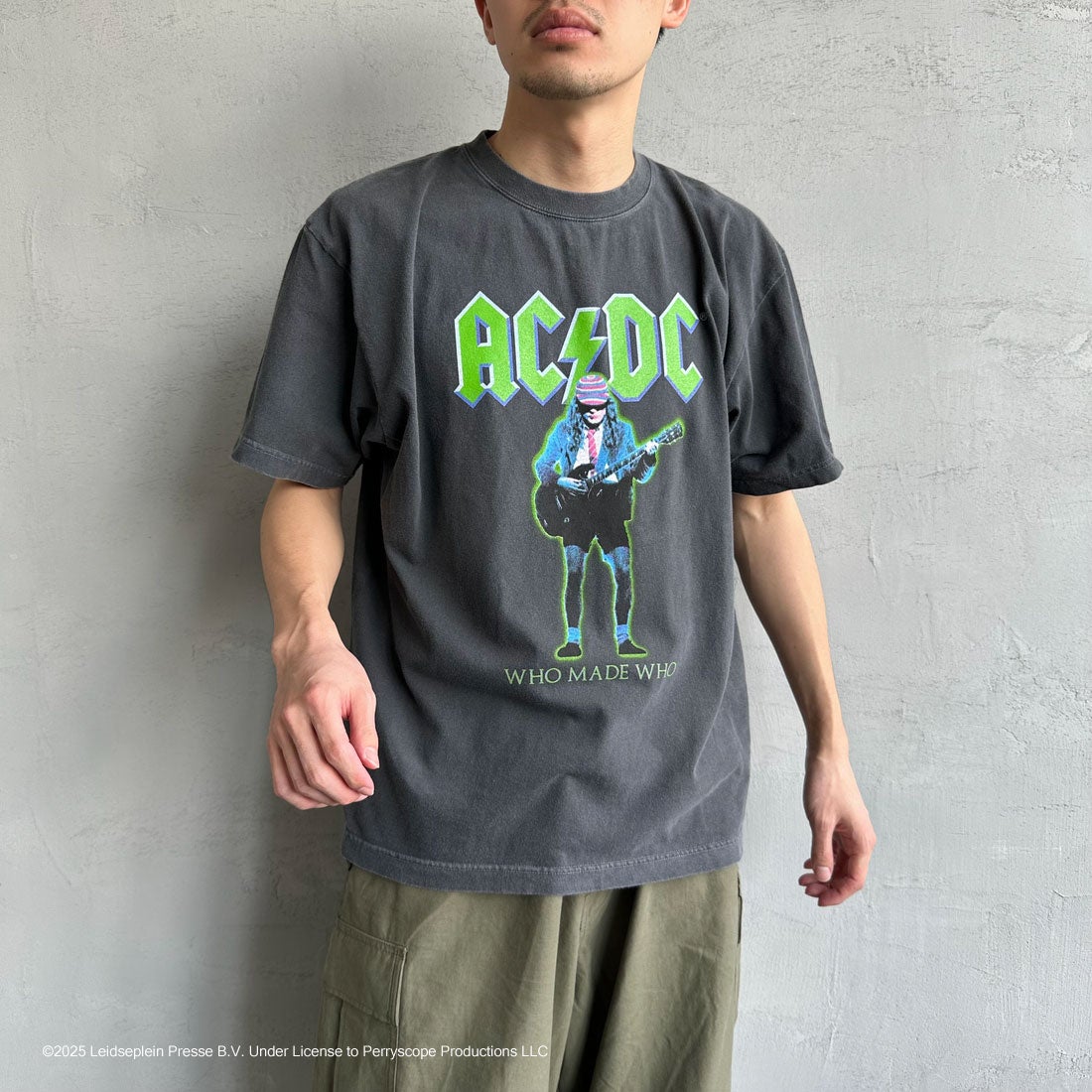 GOOD ROCK SPEED [グッドロックスピード] 別注 AC/DC ロックプリントTシャツ [INTN-024-JF] CHARCOAL &&モデル身長：168cm 着用サイズ：L&&
