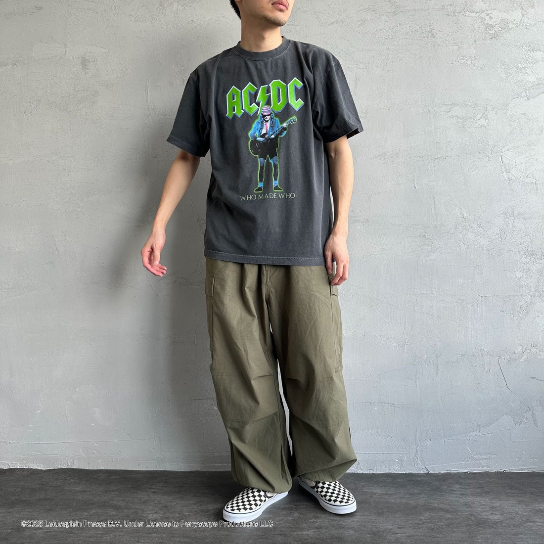 GOOD ROCK SPEED [グッドロックスピード] 別注 AC/DC ロックプリントTシャツ [INTN-024-JF] CHARCOAL &&モデル身長：168cm 着用サイズ：L&&