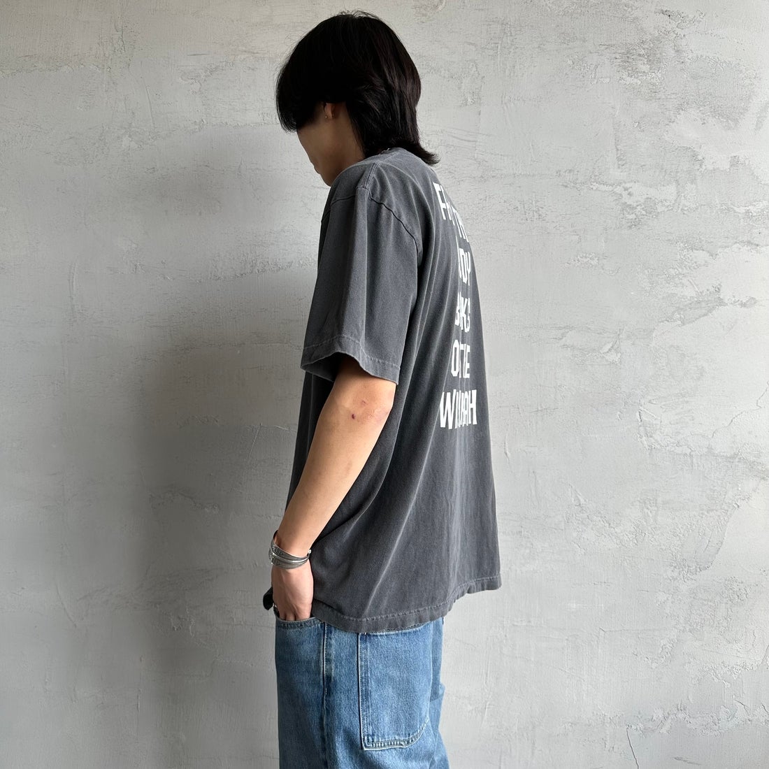 GOOD ROCK SPEED [グッドロックスピード] 別注 NIRVANA ロックプリントTシャツ [INTN-032-JF] CHARCOAL &&モデル身長：179cm 着用サイズ：XL&&