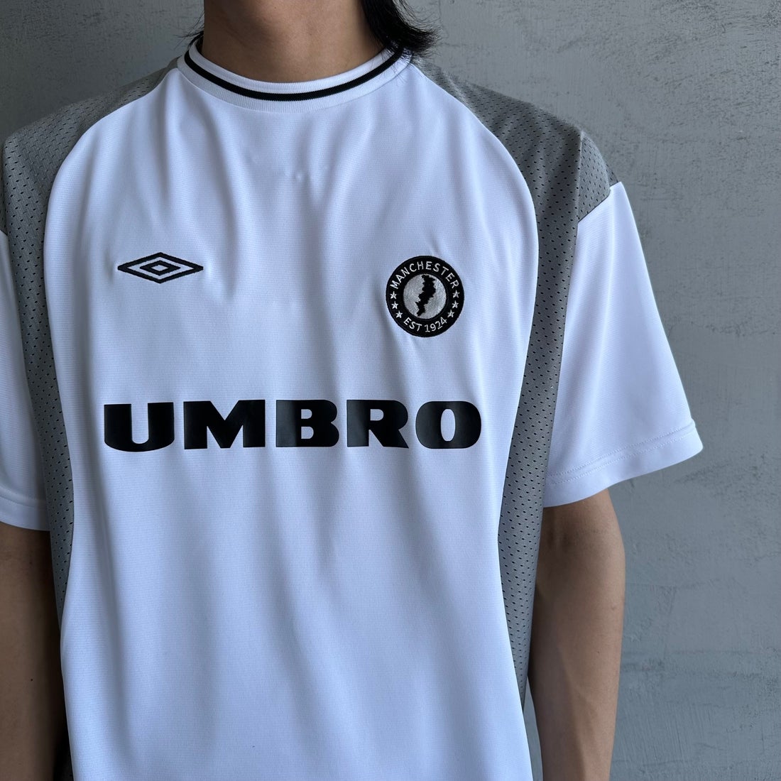 UMBRO [アンブロ] 別注 メッシュ切替 ゲームTシャツ [KBT101-NK-02-JF] WHITE