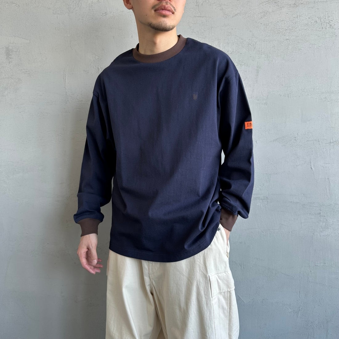 NVY/BRN&&モデル身長：168cm 着用サイズ：M&&