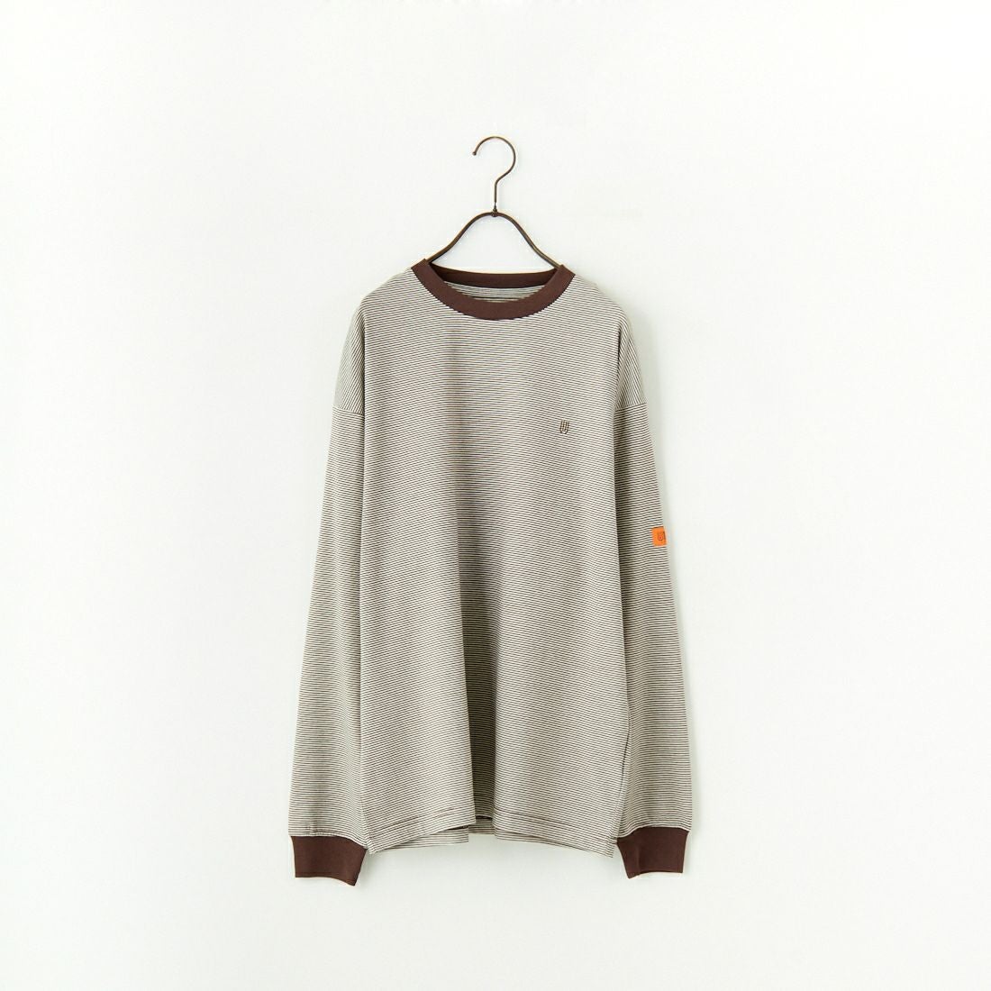 UNIVERSAL OVERALL [ユニバーサルオーバーオール] 別注 ワンポイントロゴ刺繍 ロングスリーブTシャツ [U2513215IN-JF] BROWN BDR