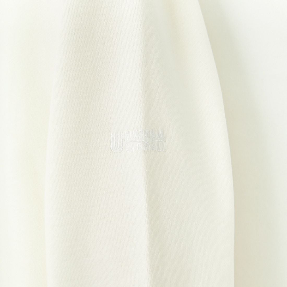 UNIVERSAL OVERALL [ユニバーサルオーバーオール] 別注 ピグメント染め ワンポイントロゴ刺繍クルーネックスウェット [U2511228IN-JF] IVORY