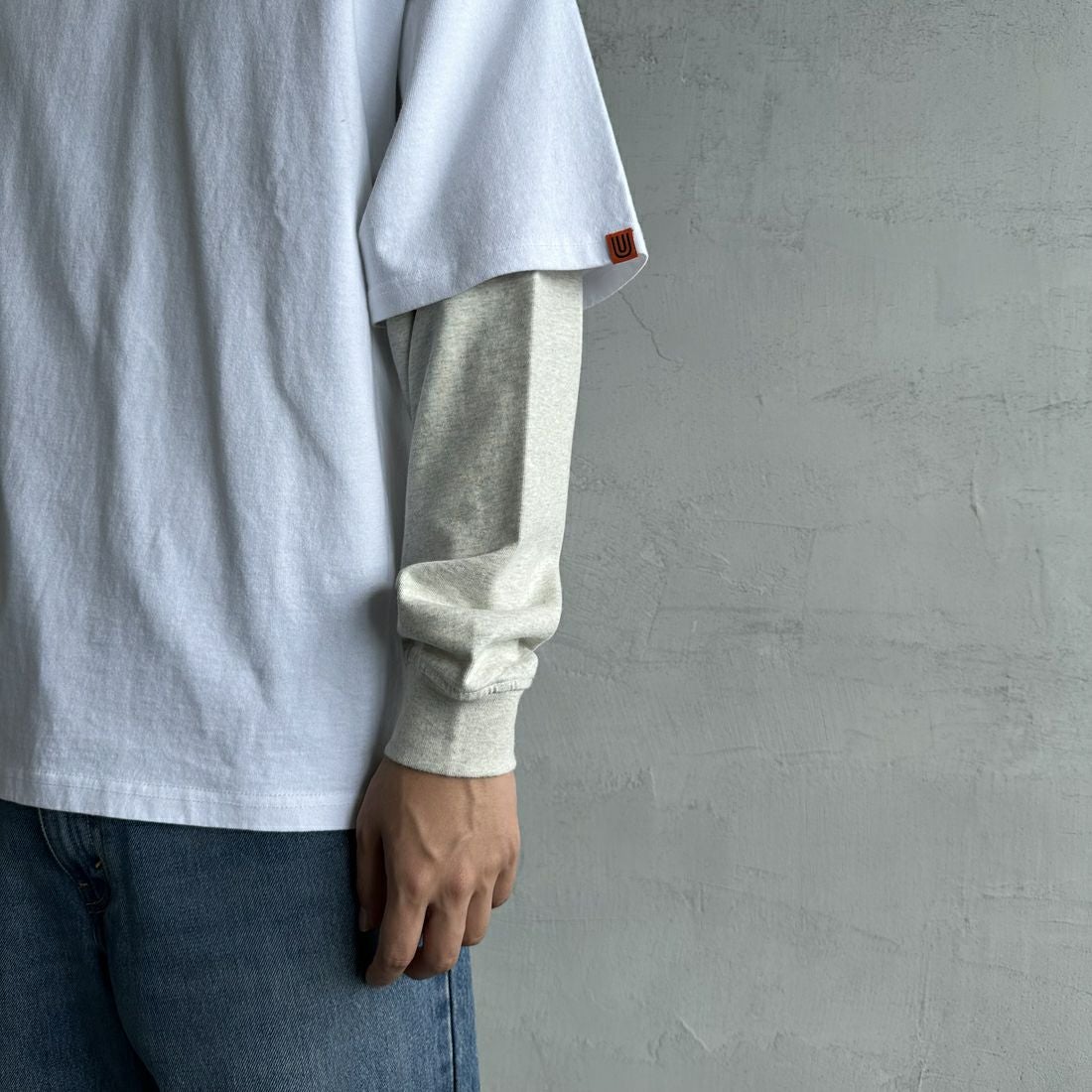 UNIVERSAL OVERALL [ユニバーサルオーバーオール] 別注 フェイクレイヤードカットソー [U2513220IN-JF] WHITE/OAT