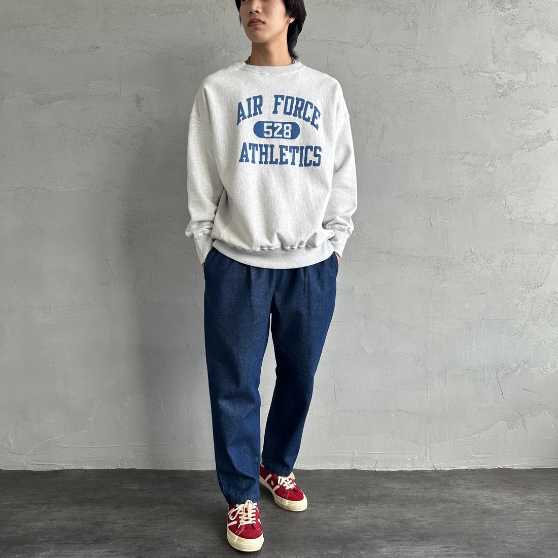 UNIVERSAL OVERALL [ユニバーサルオーバーオール] 別注 シェフパンツ [U2513601IN-JF] O.W DENIM &&モデル身長：179cm 着用サイズ：L&&