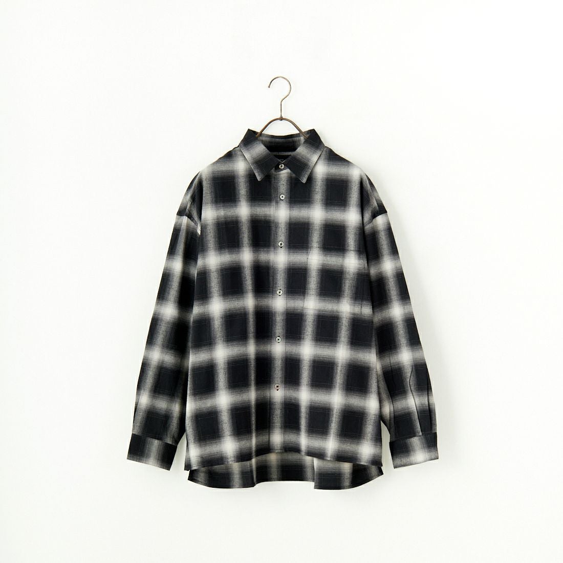 SLICK [スリック] オンブレチェック フランネルスリットシャツ [5155910] 700 BLACK