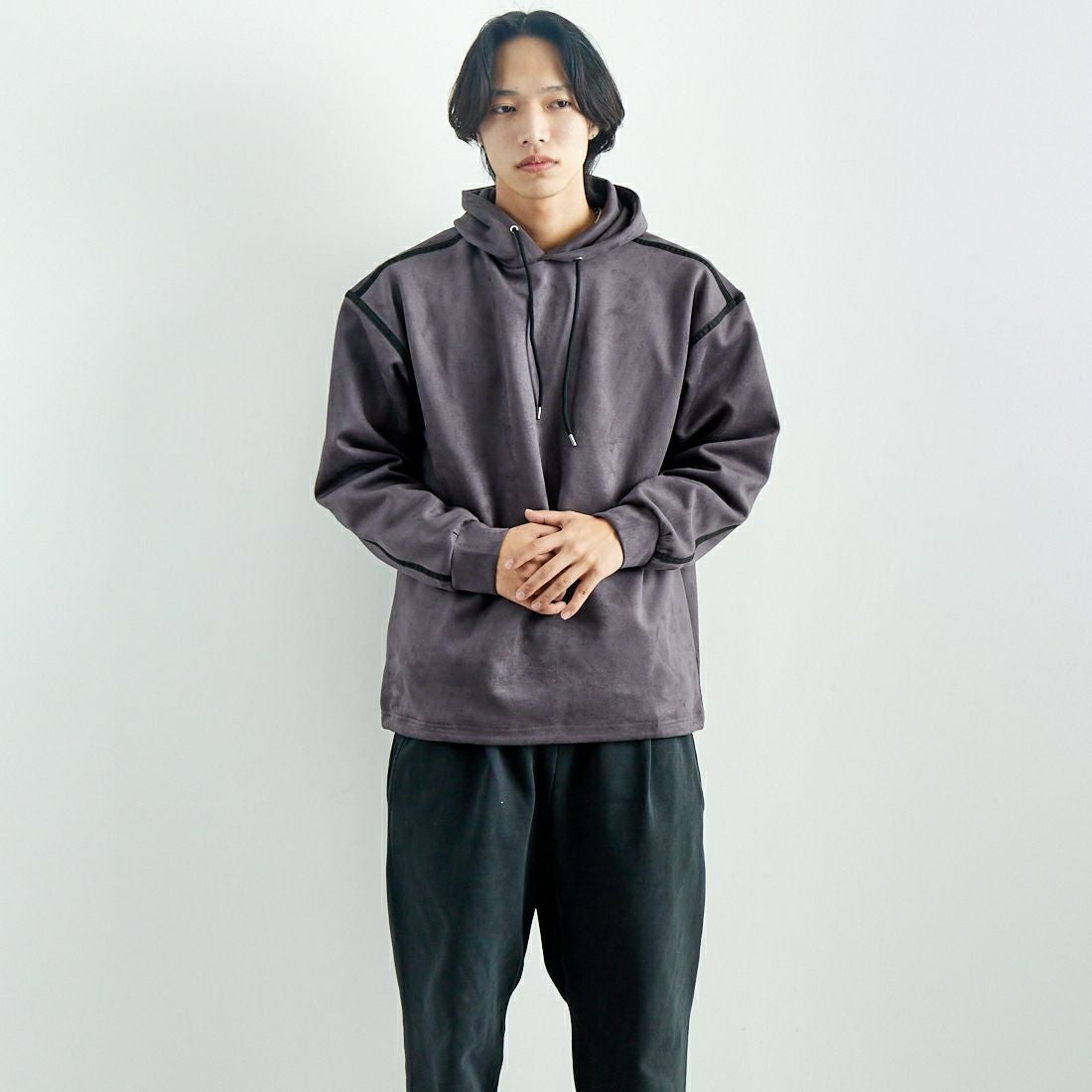 SLICK [スリック] ストレッチフェイクスエードプルパーカー [5155921