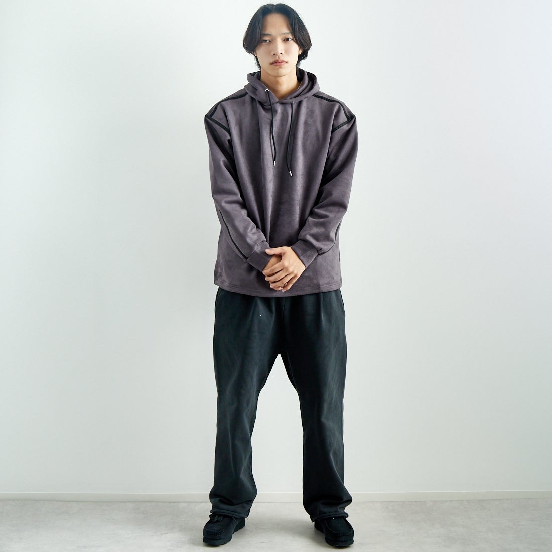 SLICK [スリック] ストレッチフェイクスエードプルパーカー [5155921