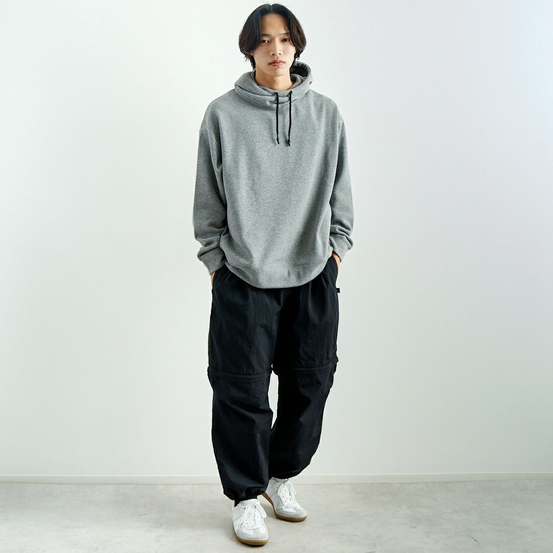 SLICK [スリック] ムートンジャージハイネックパーカー [5155930] 801 H.GRAY &&モデル身長：179cm 着用サイズ：2&&