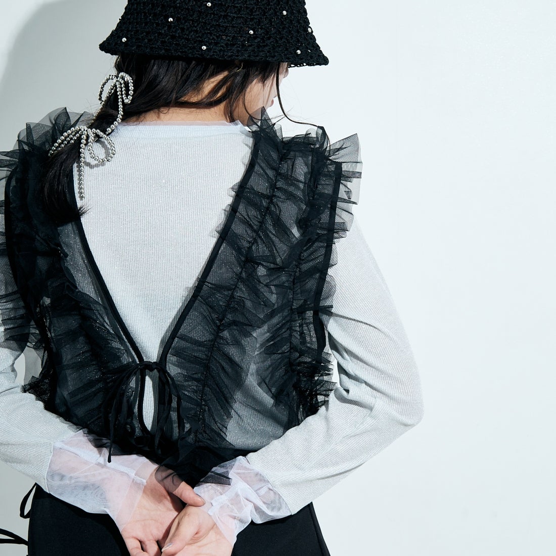 nenom [ネノム] 2WAY チュールフリルベスト [NE24122032] 09 BLACK