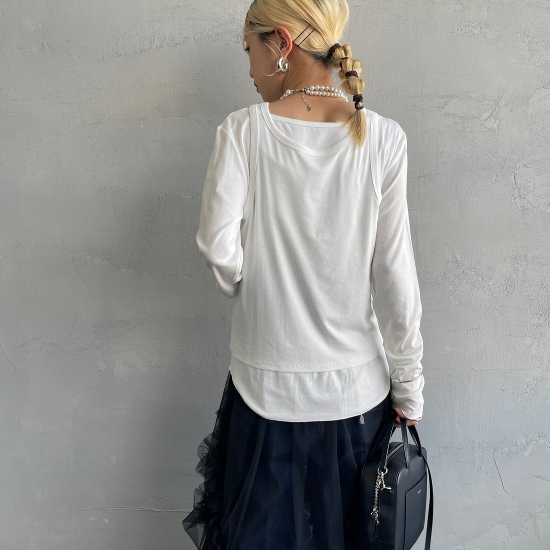 nenom [ネノム] 2ピース アメスリレイヤードシアーカットソー [NE25112004] 02 OFF &&モデル身長：150cm 着用サイズ：F&&