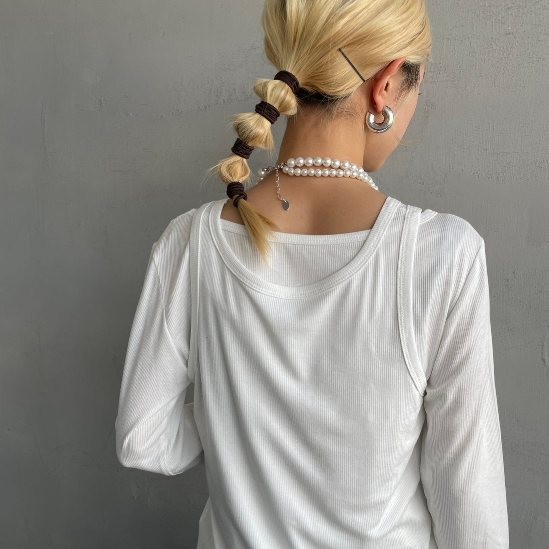 nenom [ネノム] 2ピース アメスリレイヤードシアーカットソー [NE25112004] 02 OFF &&モデル身長：150cm 着用サイズ：F&&