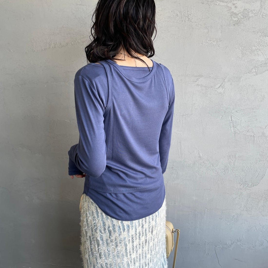 nenom [ネノム] 2ピース アメスリレイヤードシアーカットソー [NE25112004] 12 BLUE &&モデル身長：160cm 着用サイズ：F&&