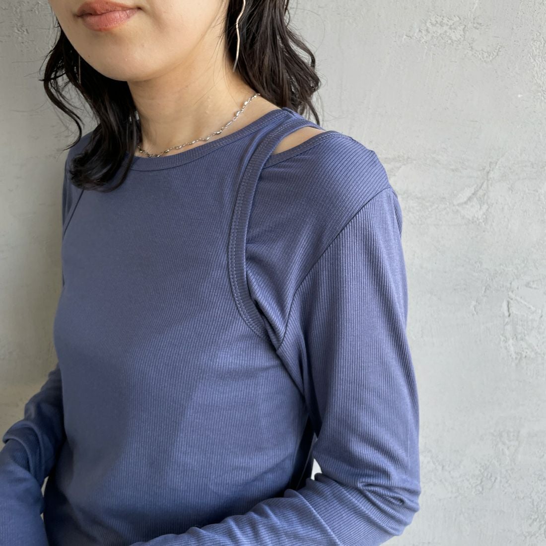 nenom [ネノム] 2ピース アメスリレイヤードシアーカットソー [NE25112004] 12 BLUE &&モデル身長：160cm 着用サイズ：F&&