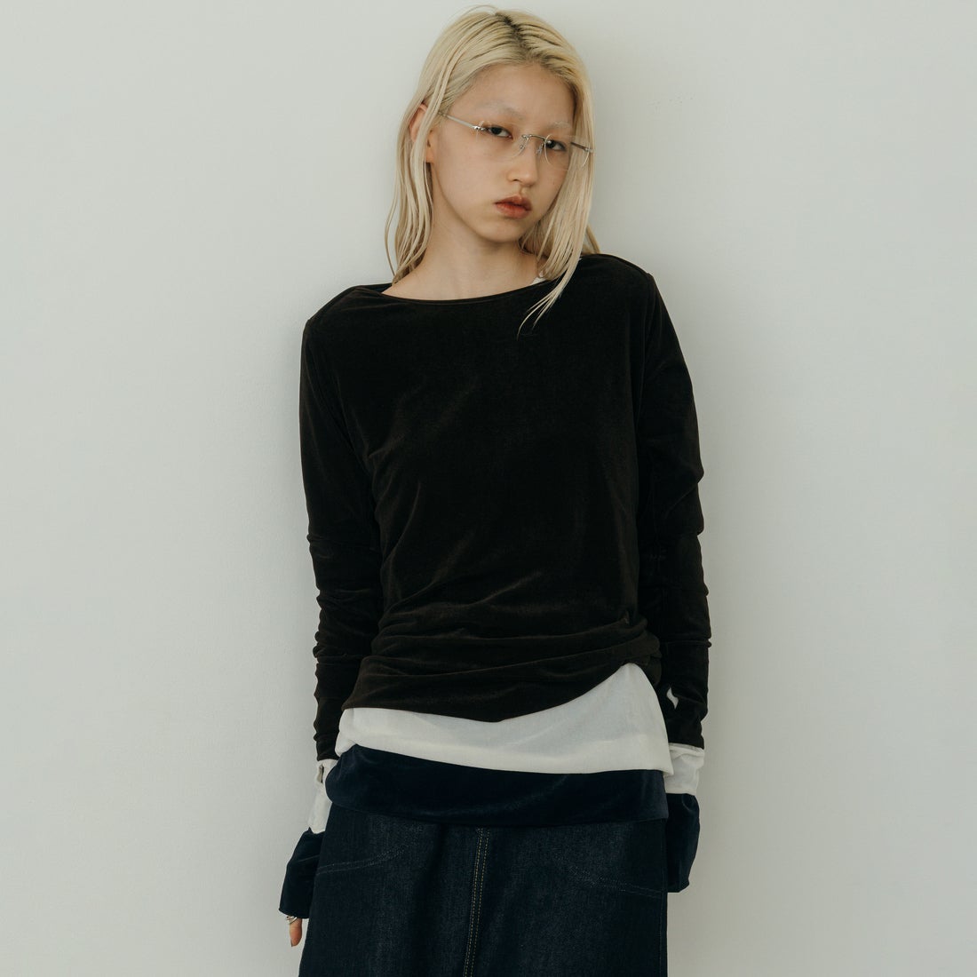 nenom [ネノム] レイヤードシアーベロアカットソー [NE24132011] 28 BROWN