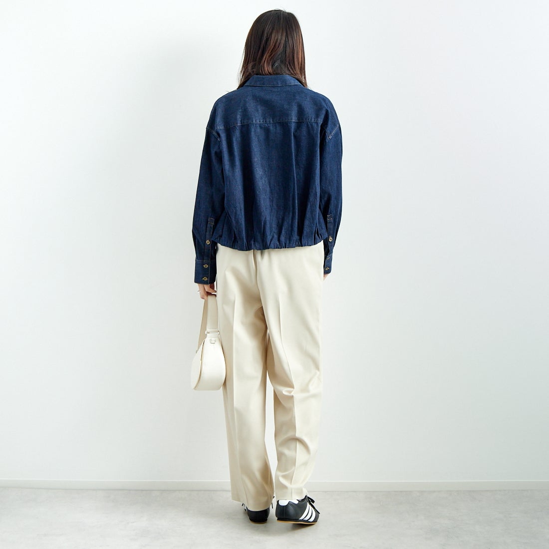 Jeans Factory Clothes [ジーンズファクトリークローズ] ストレッチツイルセミワイドパンツ [M-8139] 810 ｸﾞﾚｰｼﾞ &&モデル身長：167cm 着用サイズ：38&&