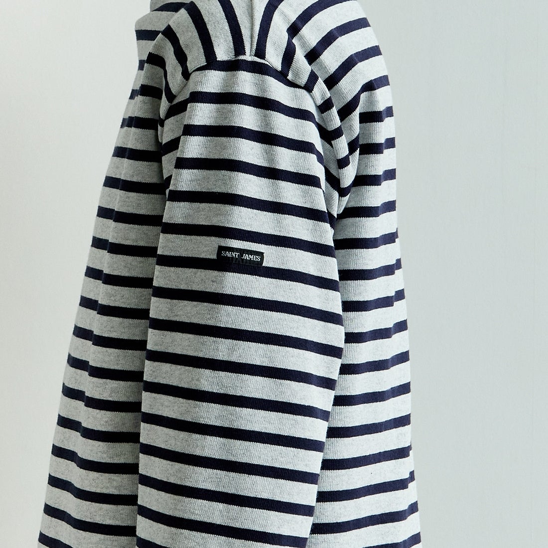 ST.JAMES [セントジェームス] 別注 バスクボーダーロングスリーブTシャツ [OUESSANT-JF] GRI/NAV