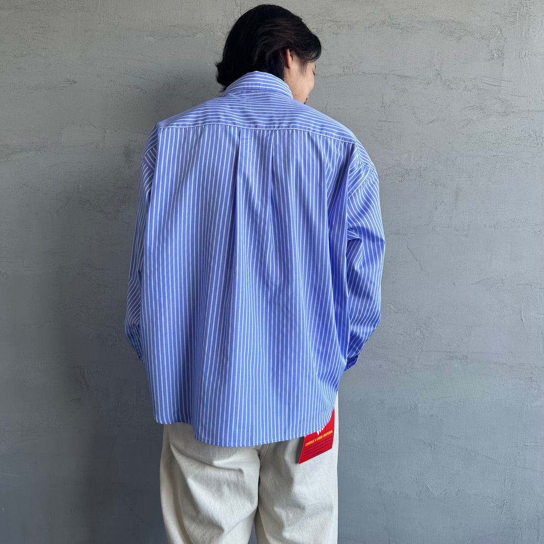 Jeans Factory Clothes [ジーンズファクトリークローズ] ビッグボタンダウンシャツ [JFC-251-017] D BLU ST &&モデル身長：179cm 着用サイズ：M&&