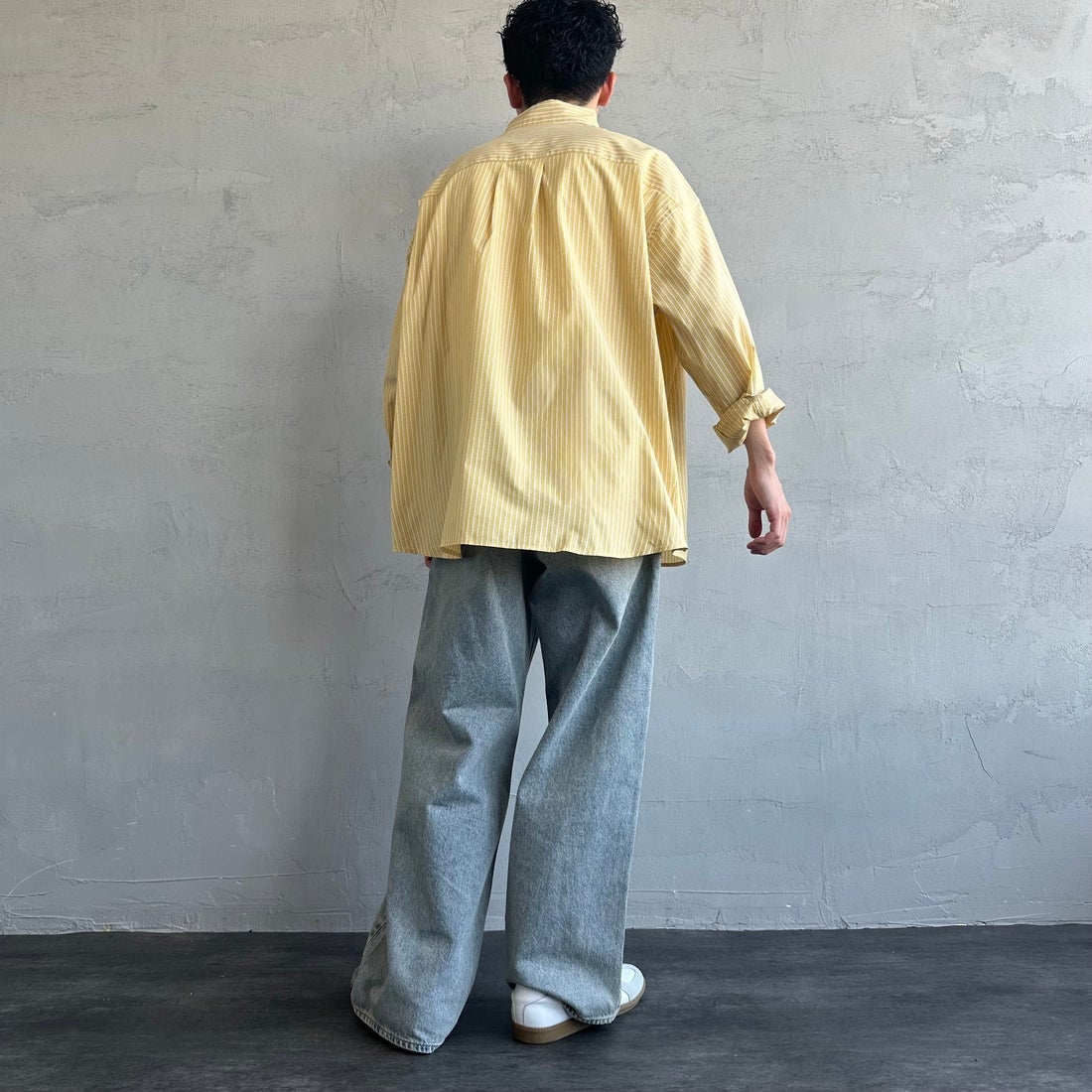 Jeans Factory Clothes [ジーンズファクトリークローズ] ビッグボタンダウンシャツ [JFC-251-017] C YEL ST &&モデル身長：168cm 着用サイズ：M&&
