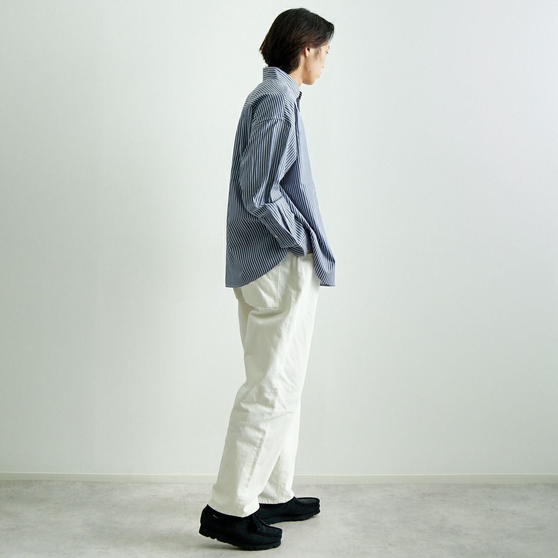 Jeans Factory Clothes [ジーンズファクトリークローズ] ビッグボタンダウンシャツ [JFC-251-017] E NV ST &&モデル身長：179cm 着用サイズ：M&&