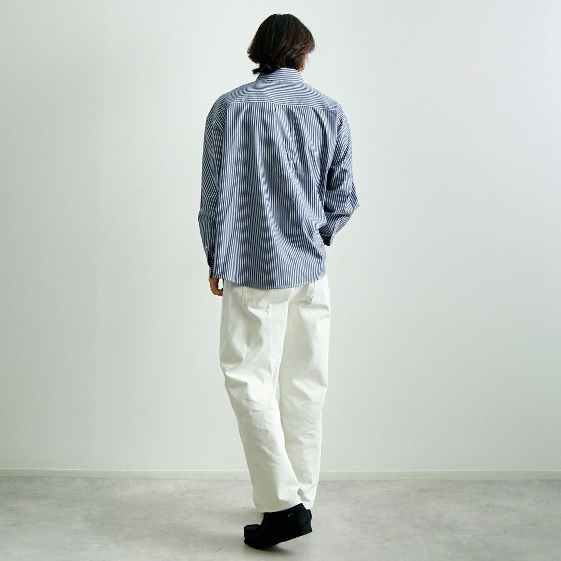 Jeans Factory Clothes [ジーンズファクトリークローズ] ビッグボタンダウンシャツ [JFC-251-017] E NV ST &&モデル身長：179cm 着用サイズ：M&&