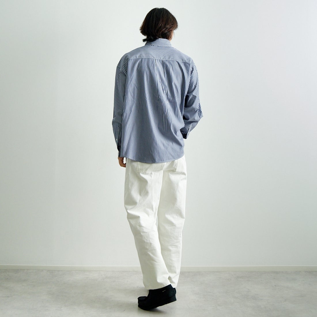 Jeans Factory Clothes [ジーンズファクトリークローズ] ビッグボタンダウンシャツ [JFC-251-017] E NV ST &&モデル身長：179cm 着用サイズ：M&&