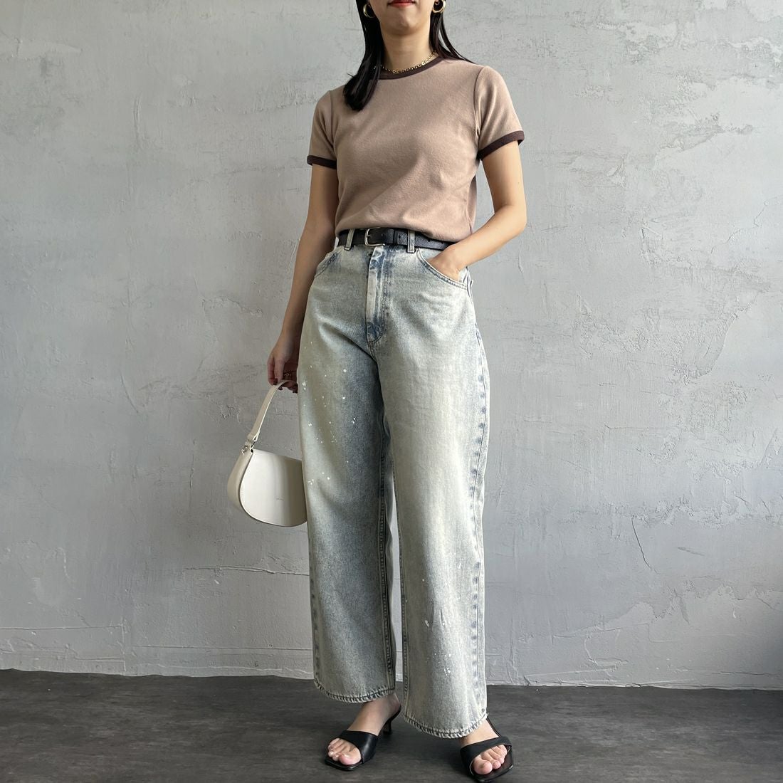 PAY DAY [ペイデイ] 別注 ペインターデニムパンツ [PD49-PT-IN5-JF] LT.BLUE &&モデル身長：163cm 着用サイズ：M&&