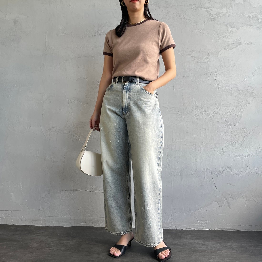 PAY DAY [ペイデイ] 別注 ペインターデニムパンツ [PD49-PT-IN5-JF] LT.BLUE &&モデル身長：163cm 着用サイズ：M&&