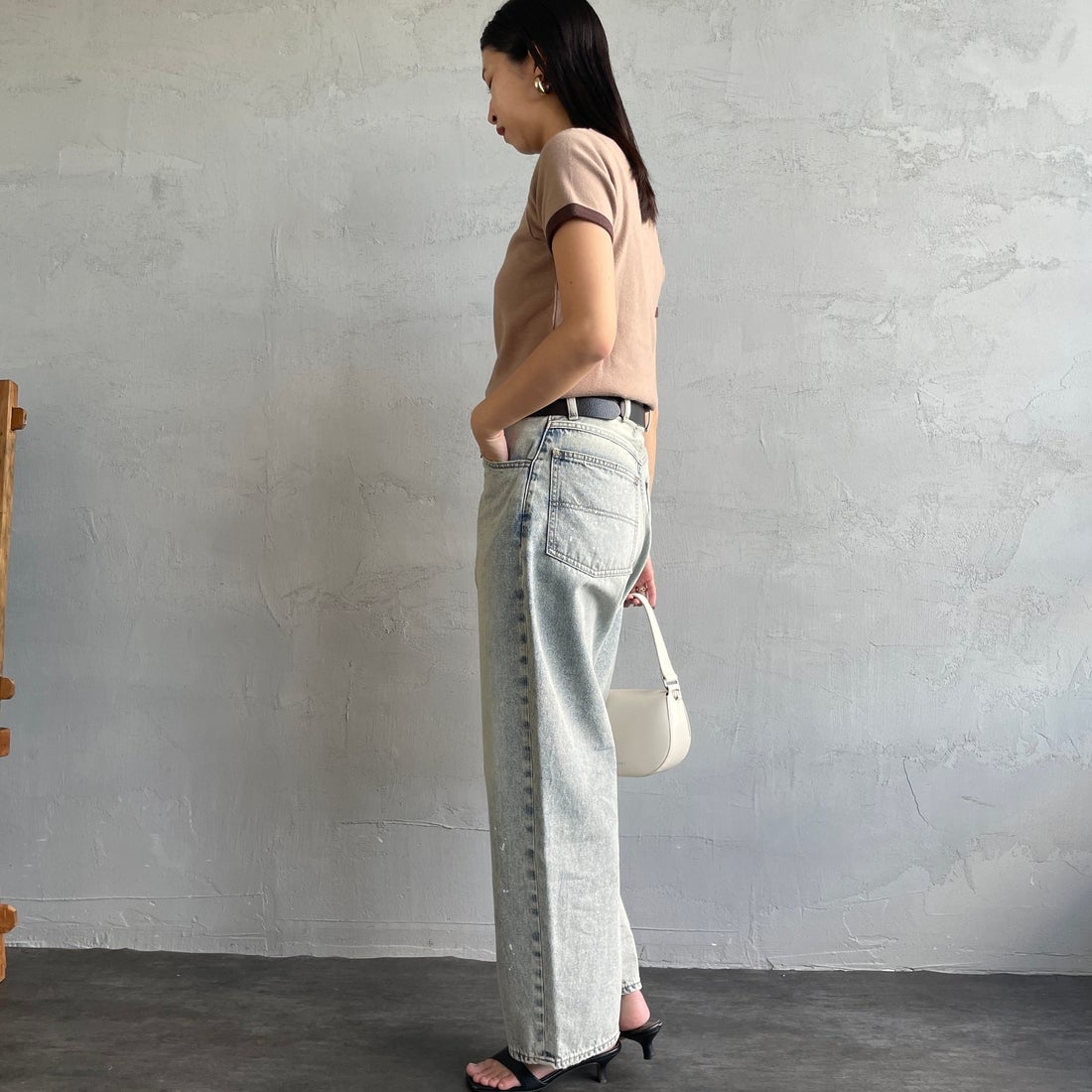 PAY DAY [ペイデイ] 別注 ペインターデニムパンツ [PD49-PT-IN5-JF] LT.BLUE &&モデル身長：163cm 着用サイズ：M&&