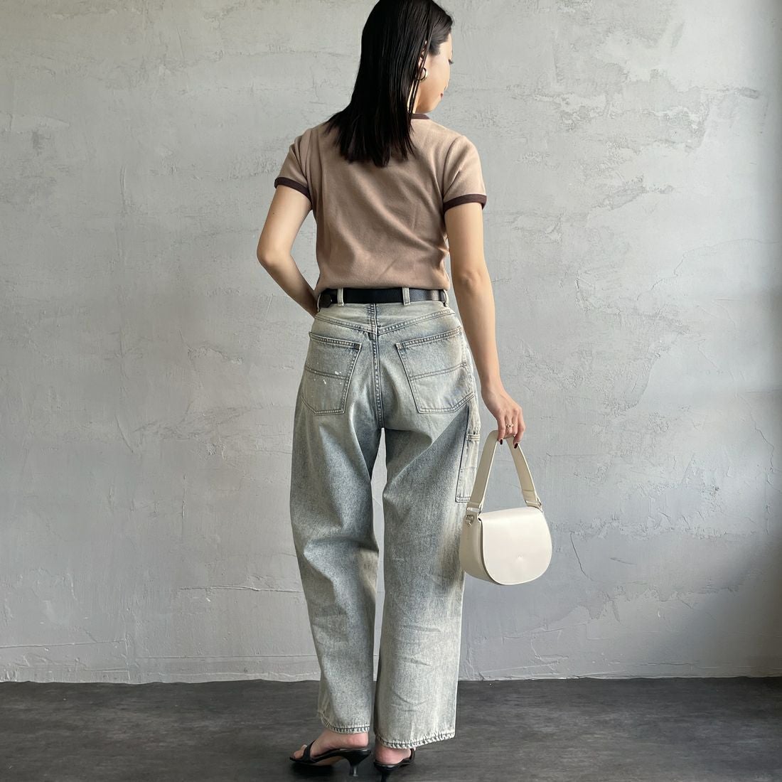 PAY DAY [ペイデイ] 別注 ペインターデニムパンツ [PD49-PT-IN5-JF] LT.BLUE &&モデル身長：163cm 着用サイズ：M&&