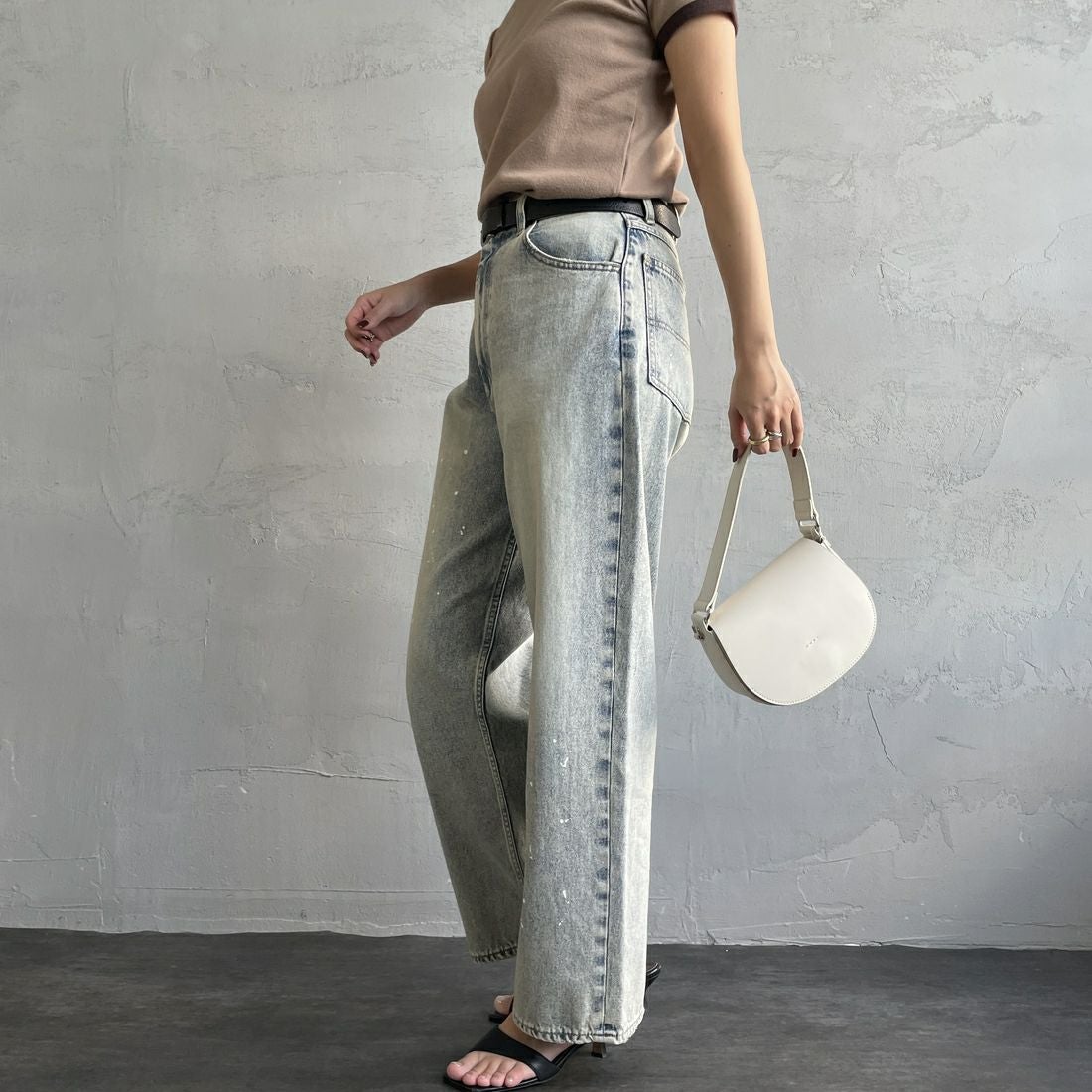 PAY DAY [ペイデイ] 別注 ペインターデニムパンツ [PD49-PT-IN5-JF] LT.BLUE &&モデル身長：163cm 着用サイズ：M&&