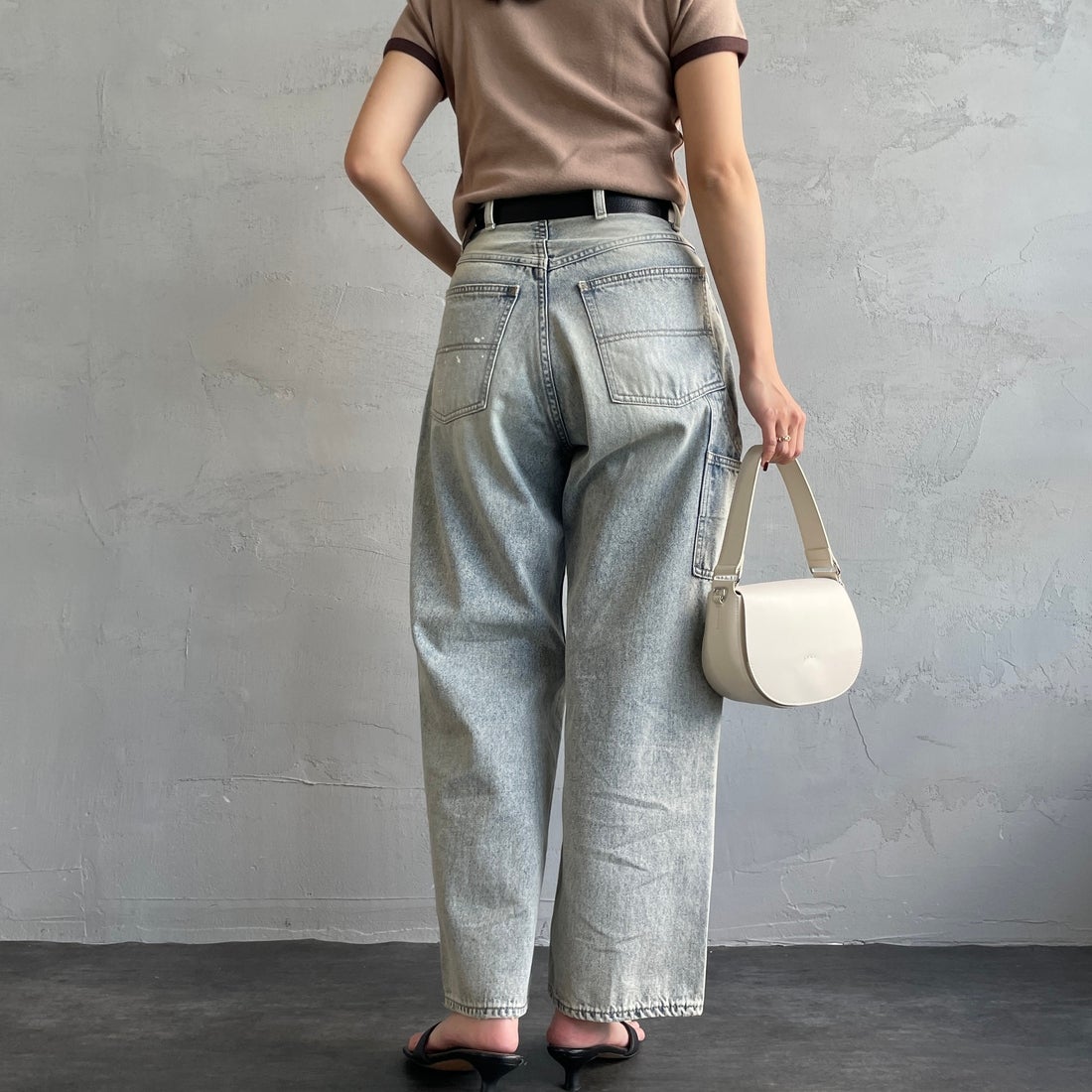 PAY DAY [ペイデイ] 別注 ペインターデニムパンツ [PD49-PT-IN5-JF] LT.BLUE &&モデル身長：163cm 着用サイズ：M&&