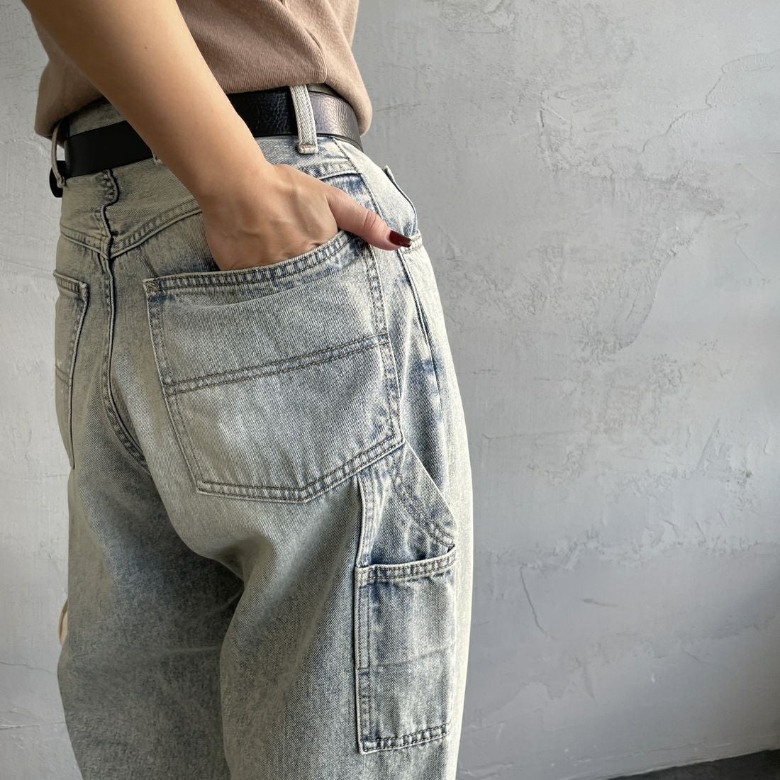 PAY DAY [ペイデイ] 別注 ペインターデニムパンツ [PD49-PT-IN5-JF] LT.BLUE &&モデル身長：163cm 着用サイズ：M&&