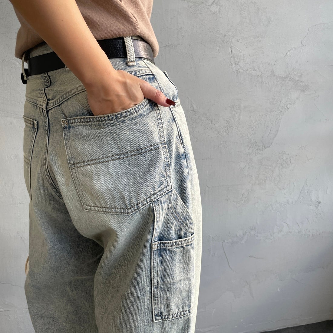 PAY DAY [ペイデイ] 別注 ペインターデニムパンツ [PD49-PT-IN5-JF] LT.BLUE &&モデル身長：163cm 着用サイズ：M&&