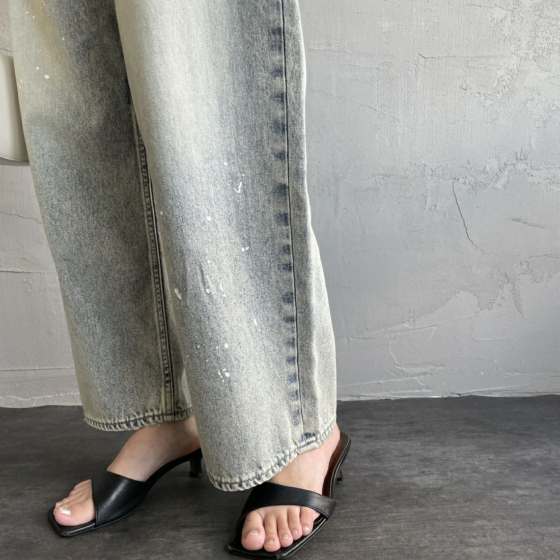 PAY DAY [ペイデイ] 別注 ペインターデニムパンツ [PD49-PT-IN5-JF] LT.BLUE &&モデル身長：163cm 着用サイズ：M&&