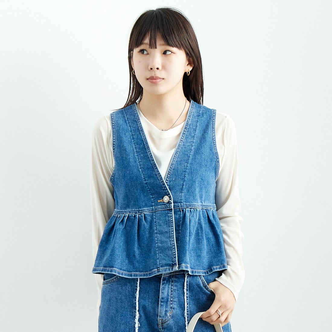 SOMETHING [サムシング] ペプラムデニムビスチェ [ST123]｜ジーンズ