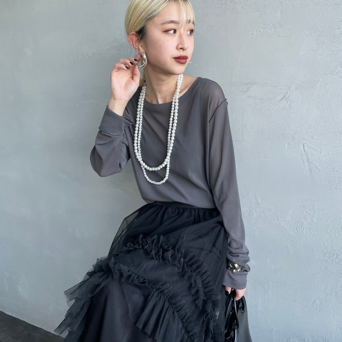 08 CHARCOA&&モデル身長：150cm 着用サイズ：F&&