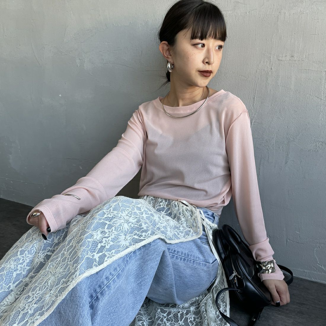 41 PINK&&モデル身長：150cm 着用サイズ：F&&