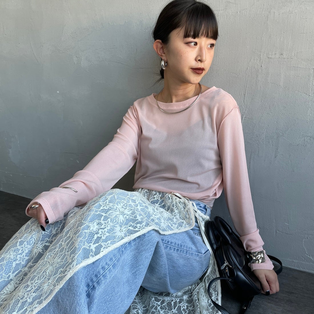 41 PINK&&モデル身長：150cm 着用サイズ：F&&