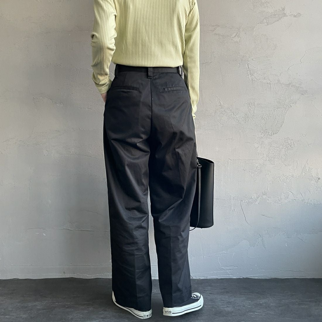 Jeans Factory Clothes [ジーンズファクトリークローズ] 2タックチノパンツ [IN13-PT-5] ﾌﾞﾗｯｸ &&モデル身長：160cm 着用サイズ：M&&