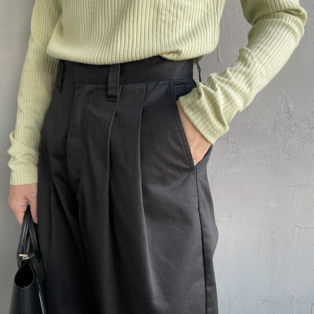 Jeans Factory Clothes [ジーンズファクトリークローズ] 2タックチノパンツ [IN13-PT-5] ﾌﾞﾗｯｸ &&モデル身長：160cm 着用サイズ：M&&