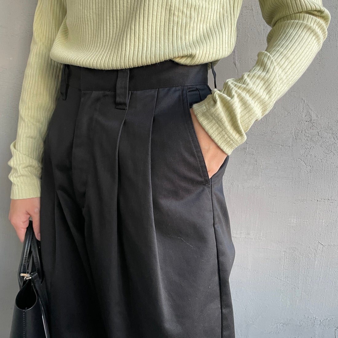 Jeans Factory Clothes [ジーンズファクトリークローズ] 2タックチノパンツ [IN13-PT-5] ﾌﾞﾗｯｸ &&モデル身長：160cm 着用サイズ：M&&