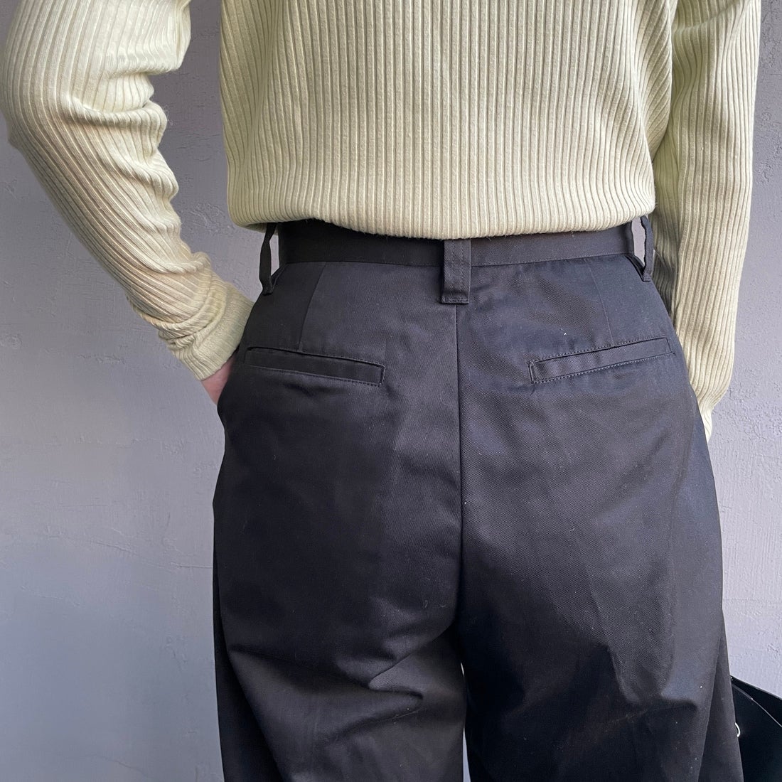 Jeans Factory Clothes [ジーンズファクトリークローズ] 2タックチノパンツ [IN13-PT-5] ﾌﾞﾗｯｸ &&モデル身長：160cm 着用サイズ：M&&