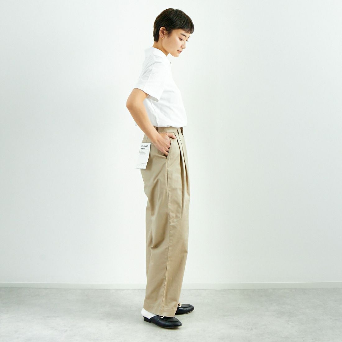 Jeans Factory Clothes [ジーンズファクトリークローズ] 2タックチノパンツ [IN13-PT-5] ﾍﾞｰｼﾞｭ &&モデル身長：160cm 着用サイズ：M&&