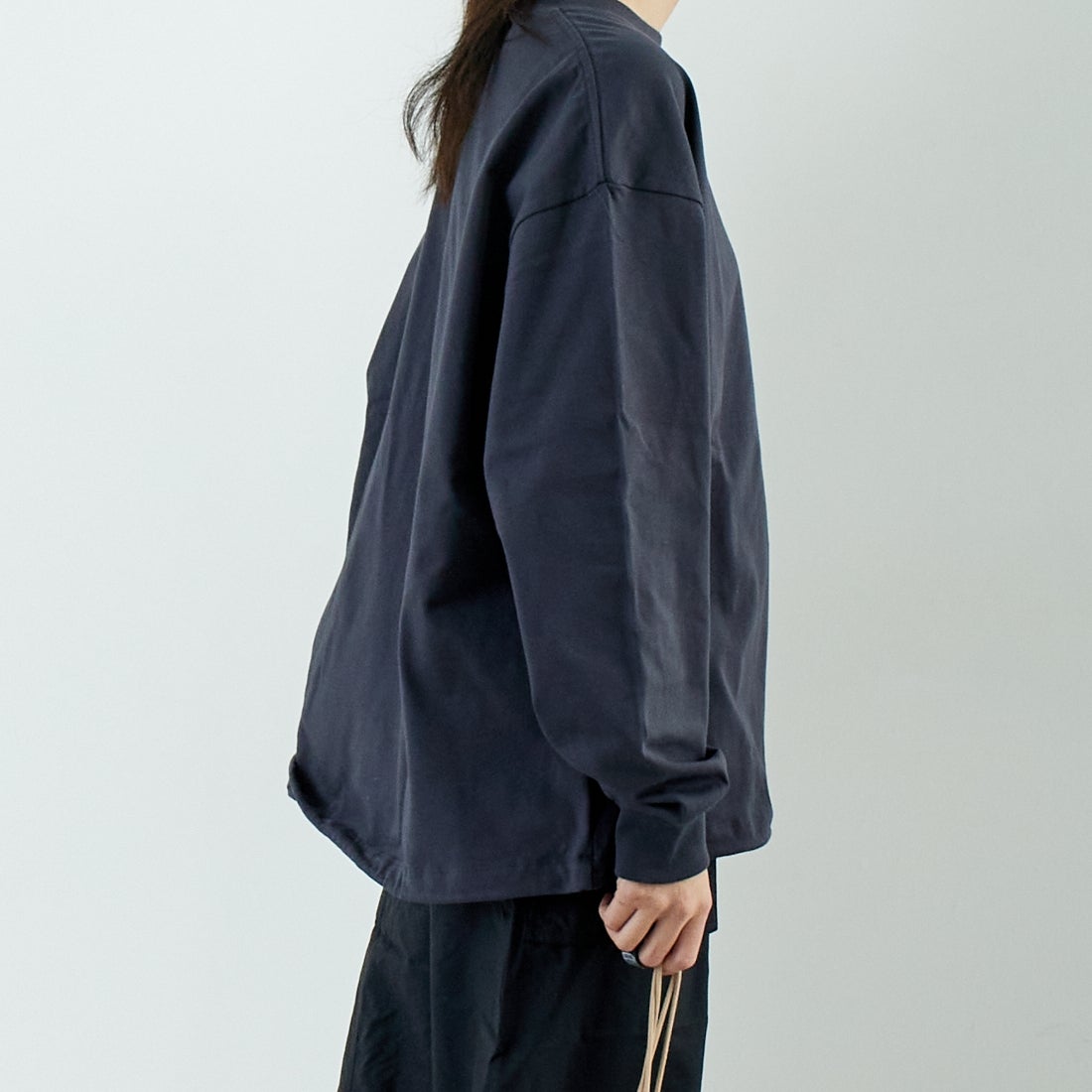 SLICK [スリック] MVS天竺 ロングスリーブドロストTシャツ [5155848] 720 COAL B &&モデル身長：167cm 着用サイズ：0&&