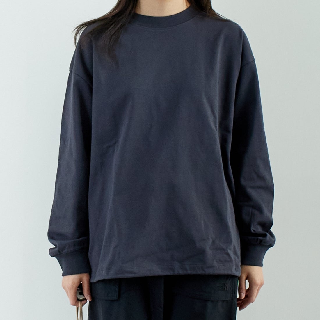 SLICK [スリック] MVS天竺 ロングスリーブドロストTシャツ [5155848] 720 COAL B &&モデル身長：167cm 着用サイズ：0&&