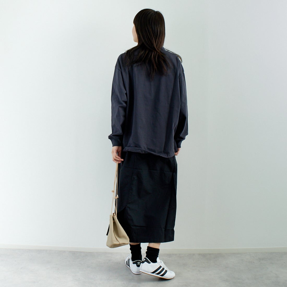 SLICK [スリック] MVS天竺 ロングスリーブドロストTシャツ [5155848] 720 COAL B &&モデル身長：167cm 着用サイズ：0&&