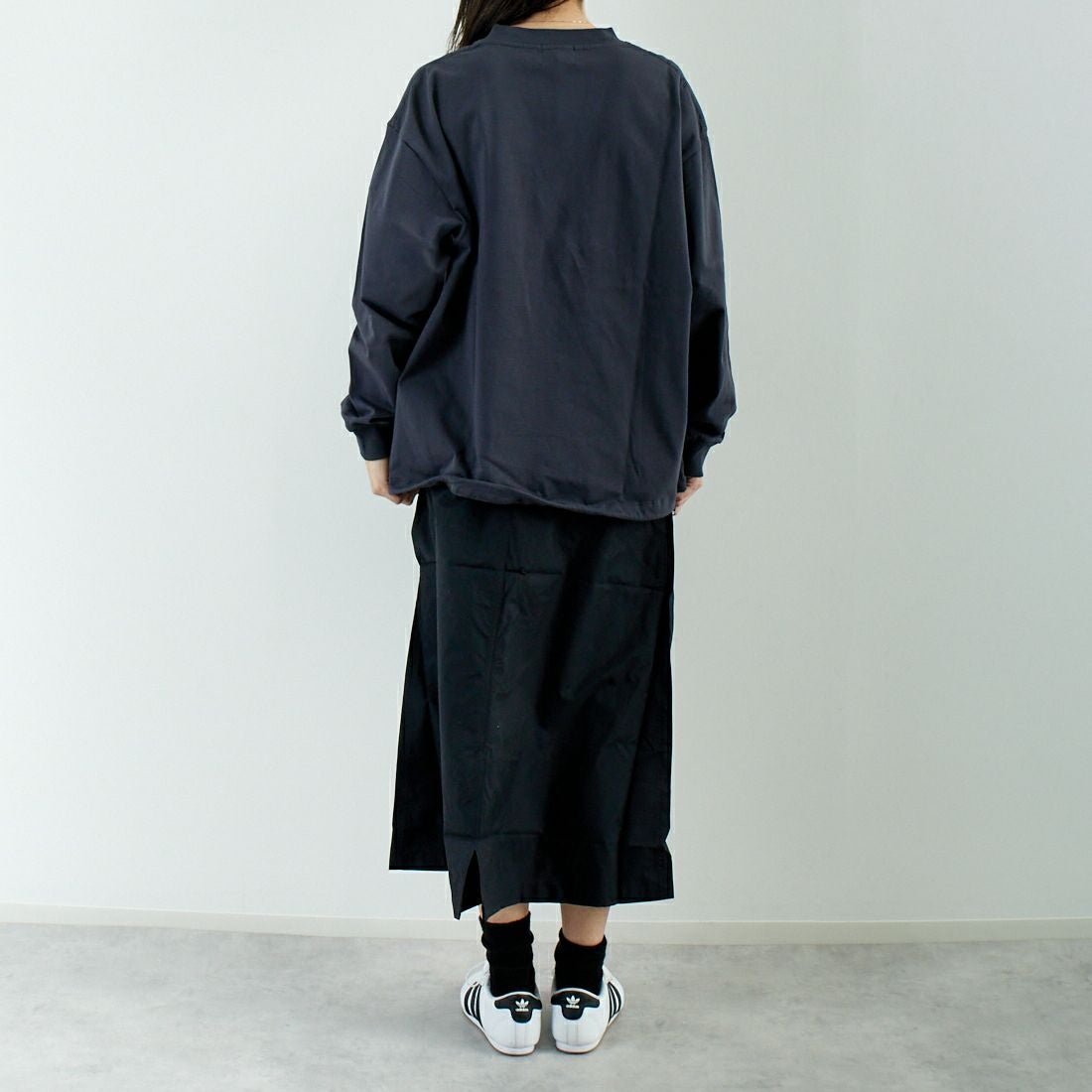 SLICK [スリック] MVS天竺 ロングスリーブドロストTシャツ [5155848] 720 COAL B &&モデル身長：167cm 着用サイズ：0&&